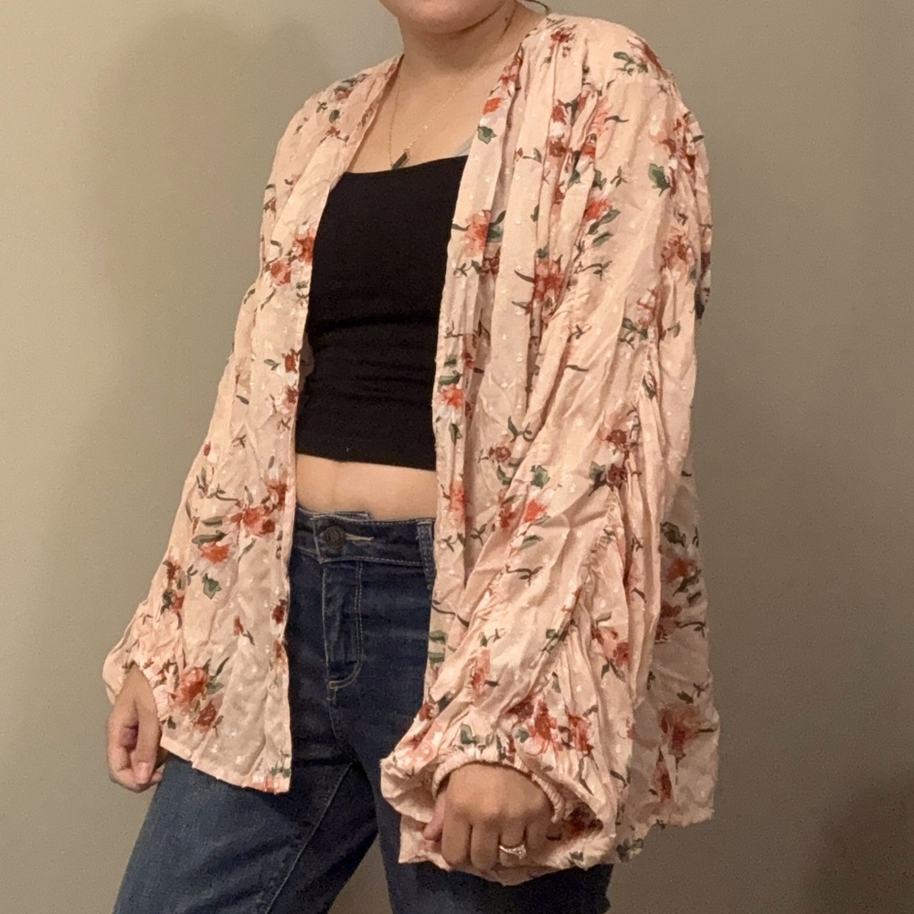 Anthropologie Boho Chic Floral Pink Cardigan